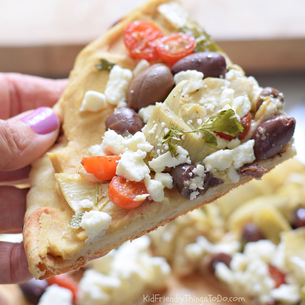 grilled Greek pizza on naan bread