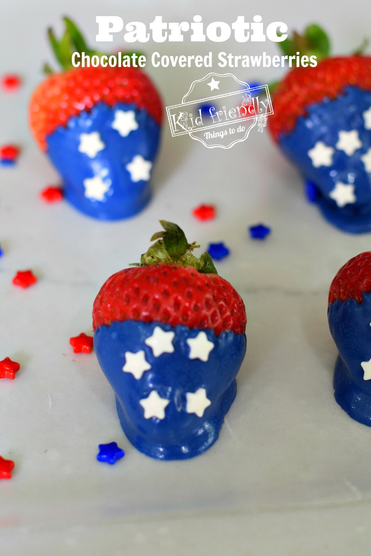 Chocolate Covered Strawberries for Fourth of July