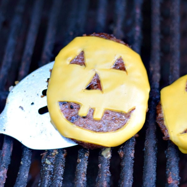 A Jack-O-Lantern Cheeseburger