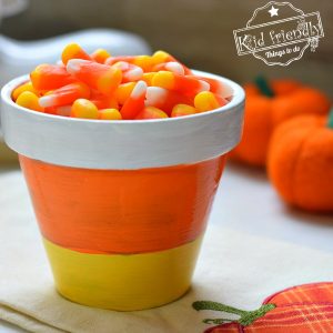 Candy Corn Clay Pot Craft for Fall and Halloween