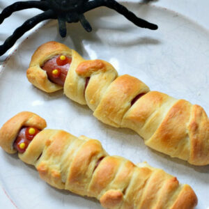 mummy hot dogs for Halloween food fun