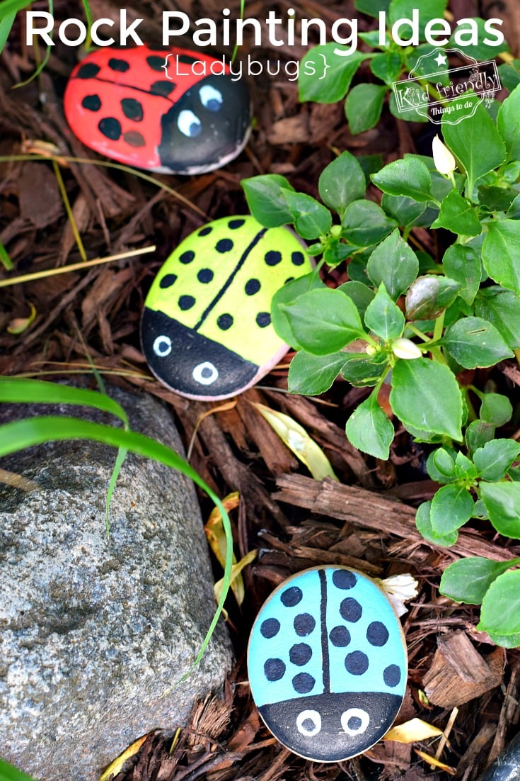 rock painting ideas for kids - ladybugs