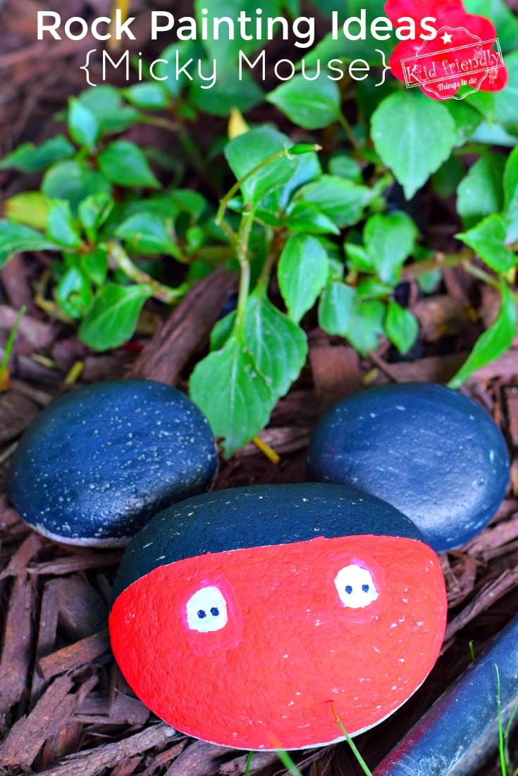 rock painting ideas for kids - mickey mouse