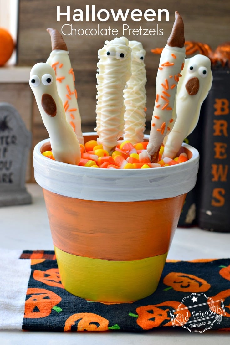 Witch, Ghost and Mummy Pretzels
