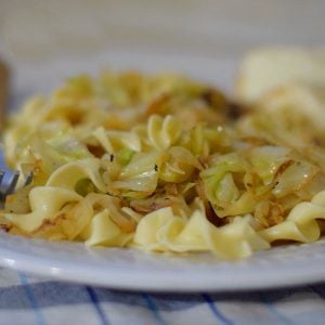 pan fried cabbage and noodles