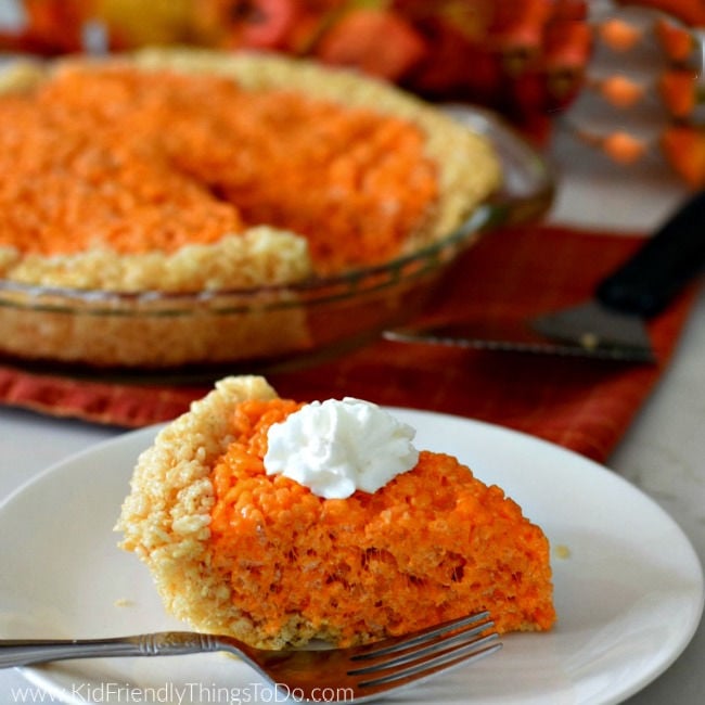 pumpkin pie shaped rice krispies treats for fall
