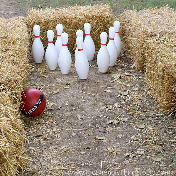hay bowling game to play outside in fall