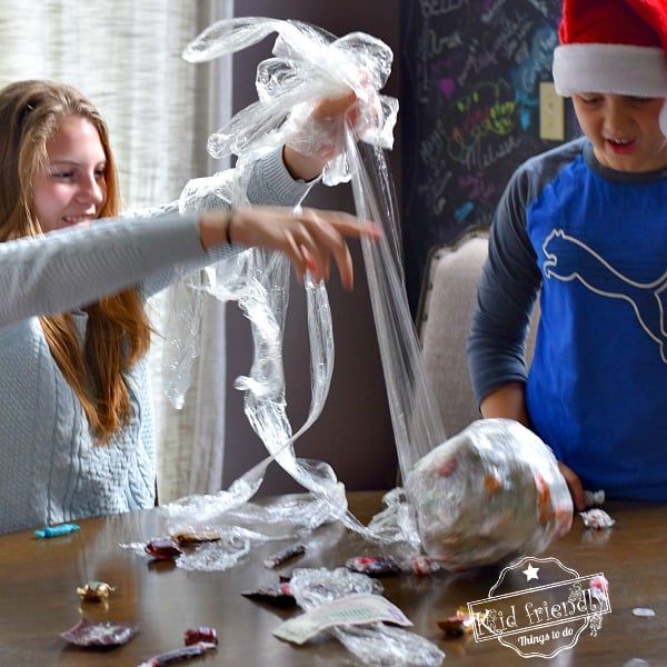 Saran Wrap Candy Ball Game for Holiday School Parties - Arts and Bricks