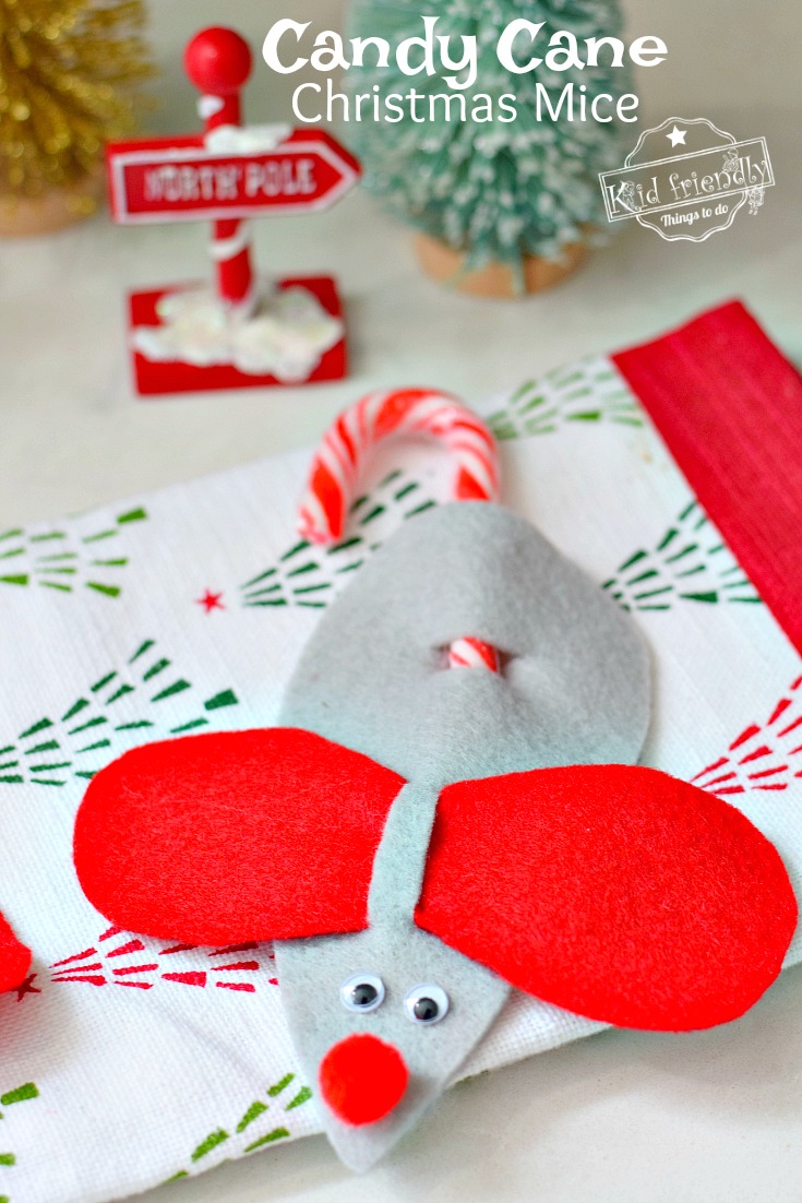 Candy Cane Christmas Mice Craft 