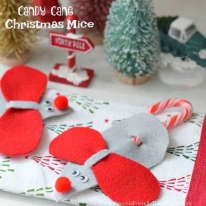 candy cane Christmas mice craft and ornament