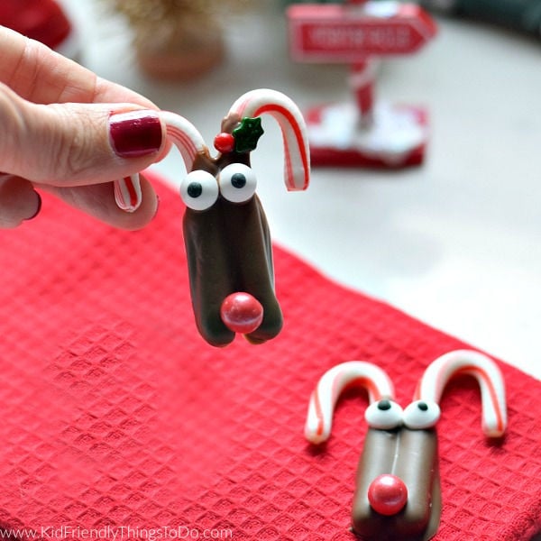 Simple Candy Cane & Chocolate Rudolph Treats for Christmas