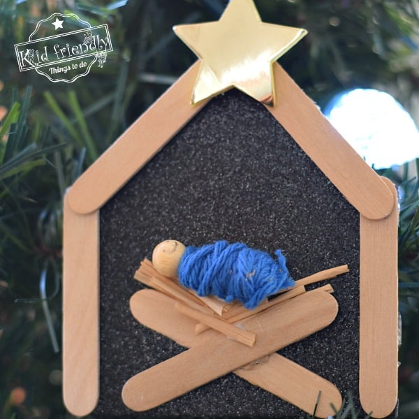 Popsicle Stick Nativity Stable Christmas Craft - Rhythms of Play