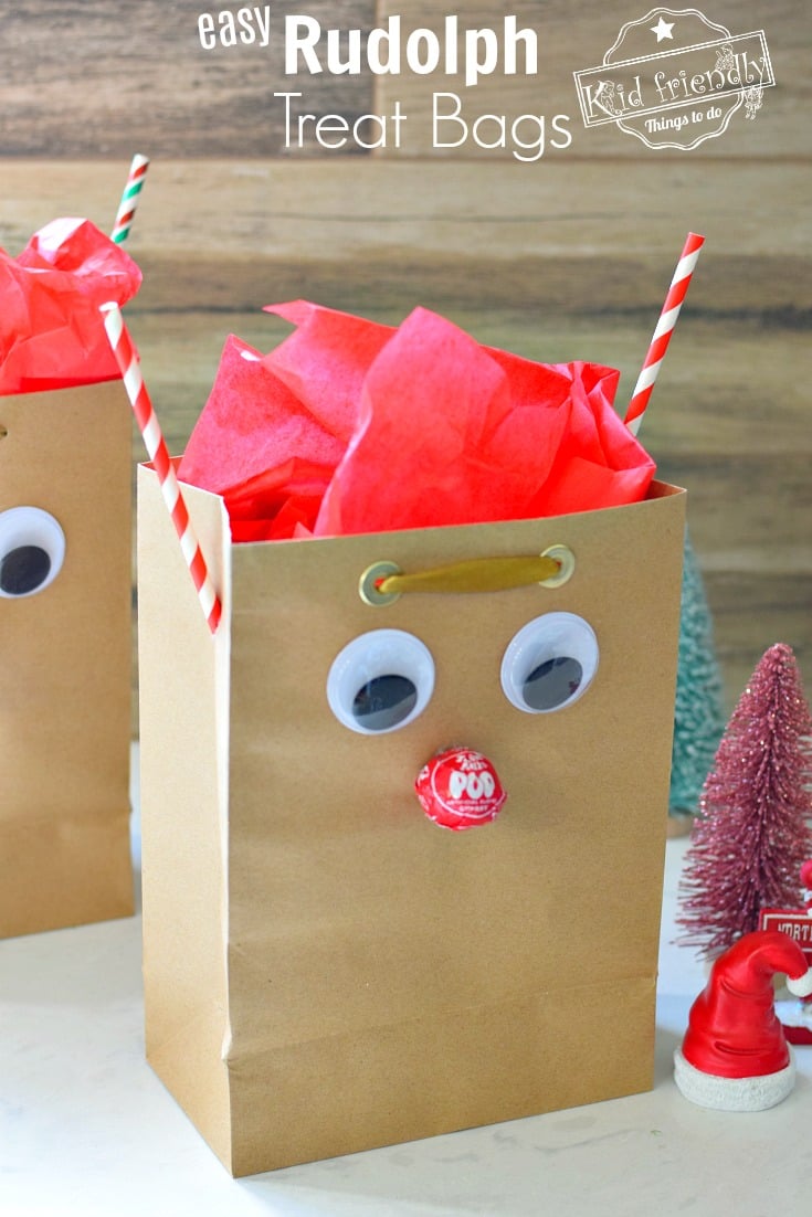 Easy to make Rudolph treat bags