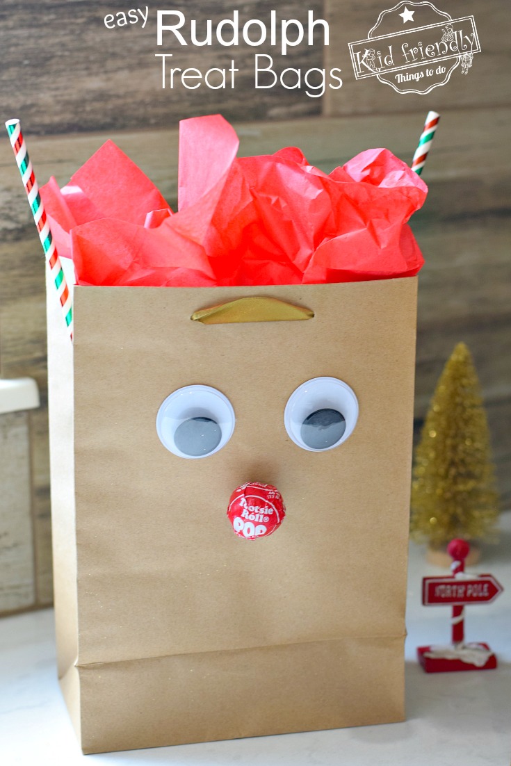 Easy to make Rudolph treat bags
