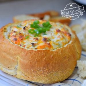 Hot Crab Dip Baked in a Bread Bowl