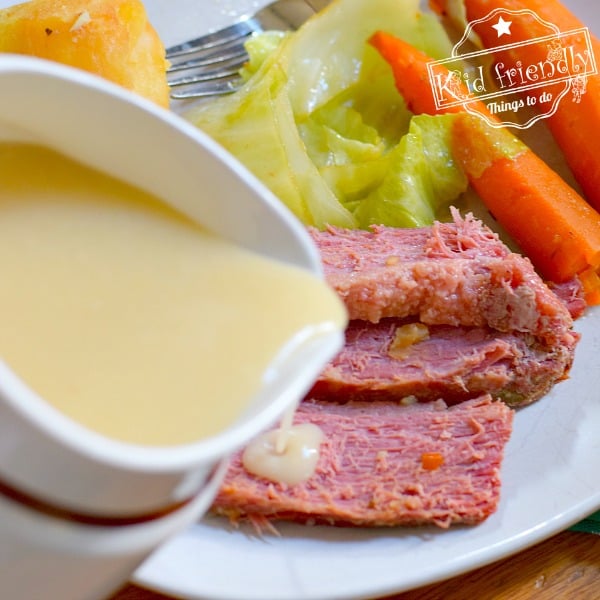 Corned Beef and Cabbage with Horseradish Gravy {The Best!}