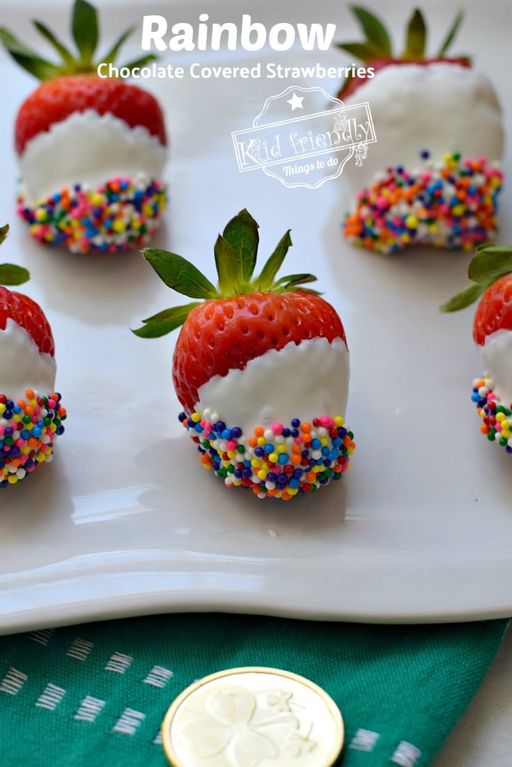 Rainbow Chocolate Covered Strawberries {Easy Rainbow Dessert}