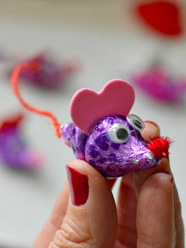 Hershey's Kiss candy mice craft for Valentine's day