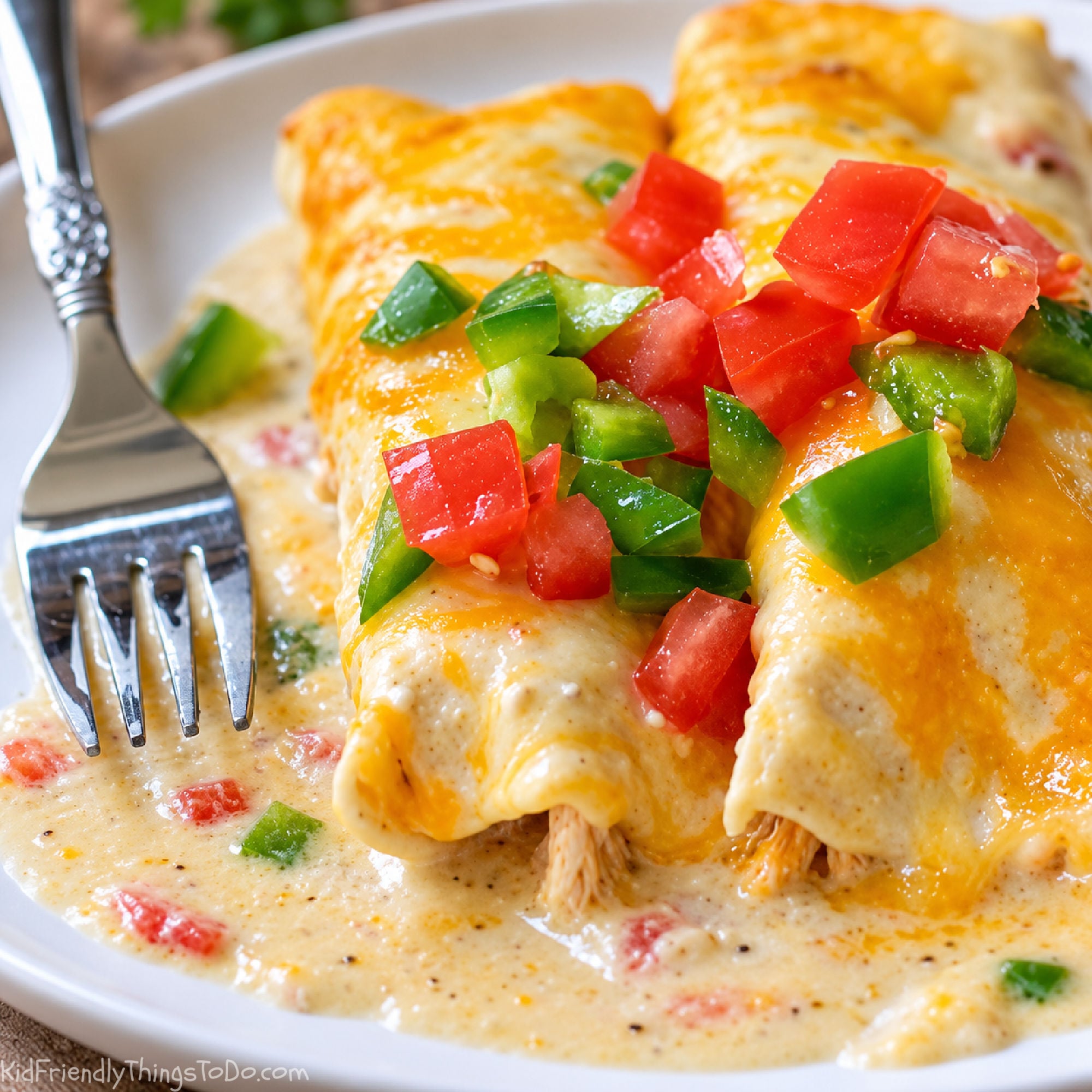 creamy chicken enchiladas with sour cream sauce