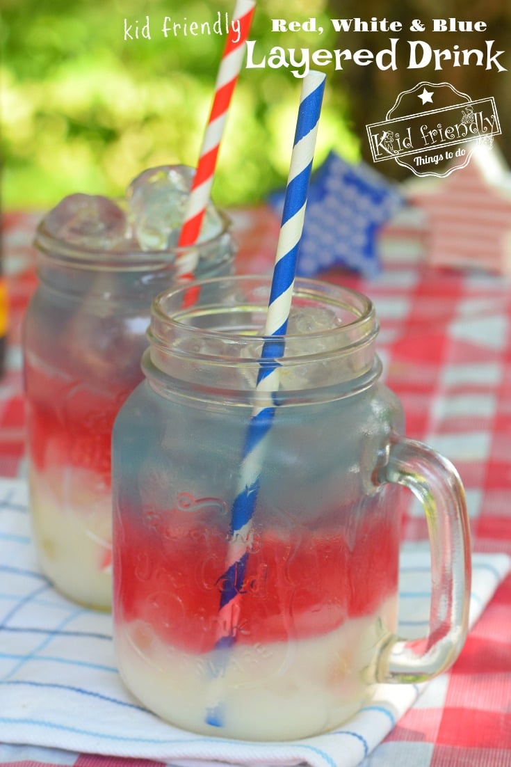 red white and blue patriotic layered drinks