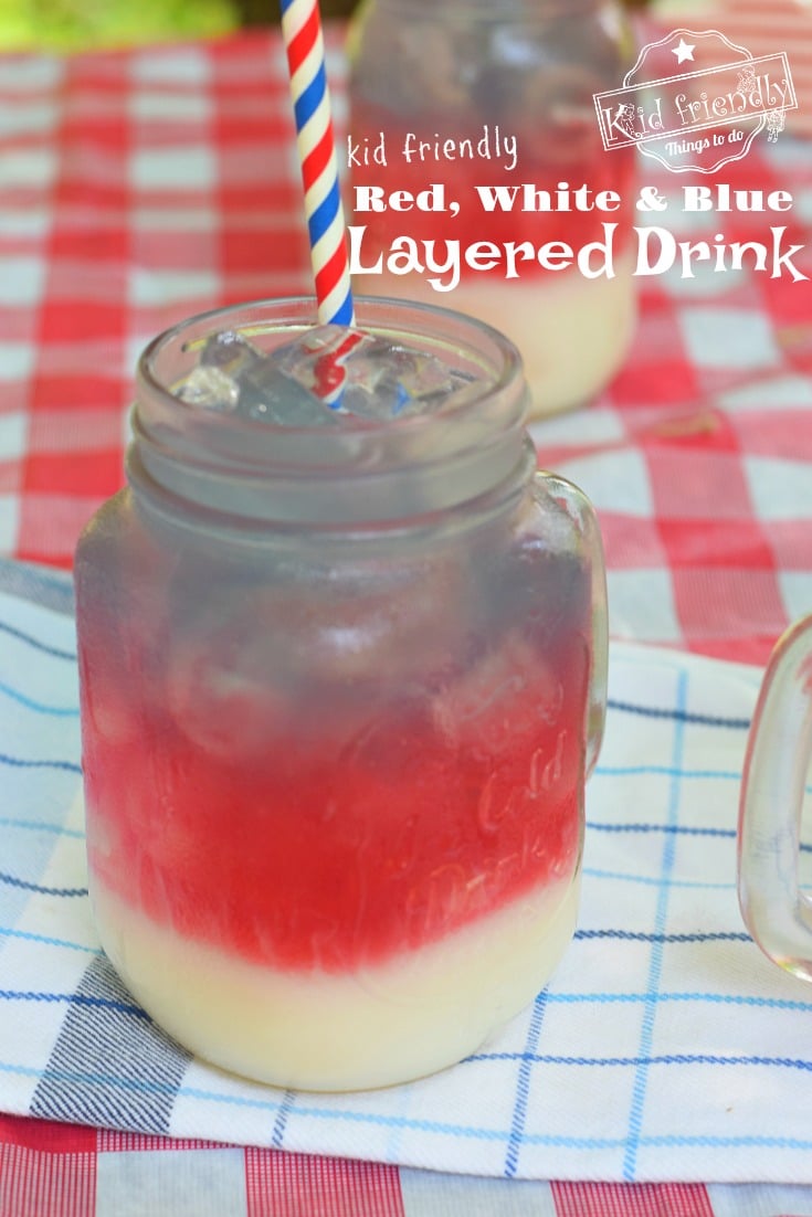 red, white, and blue layered drink