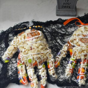 skeleton hand popcorn mix for Halloween