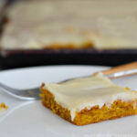pumpkin bar with cheesecake frosting