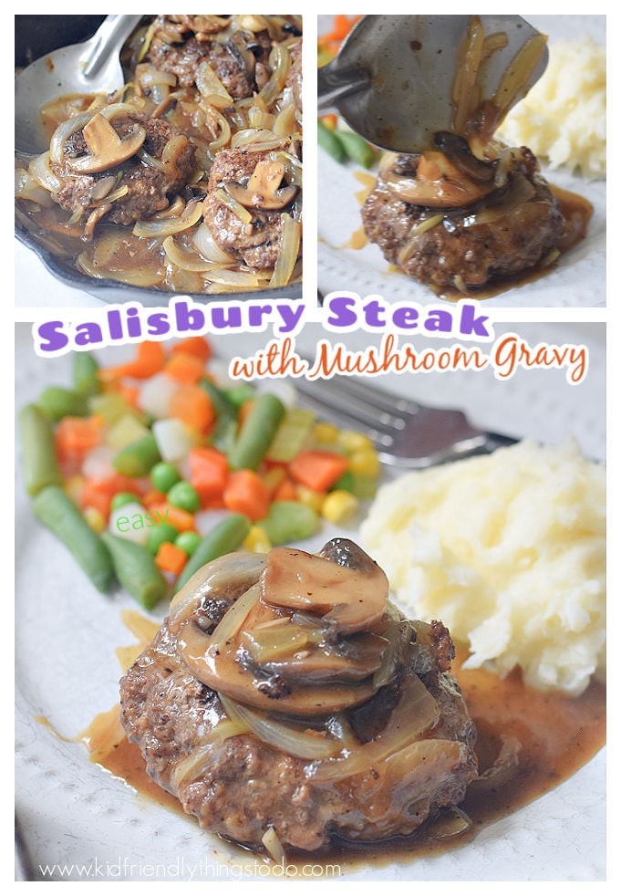 Delicious Salisbury Steak with mushroom and onion gravy