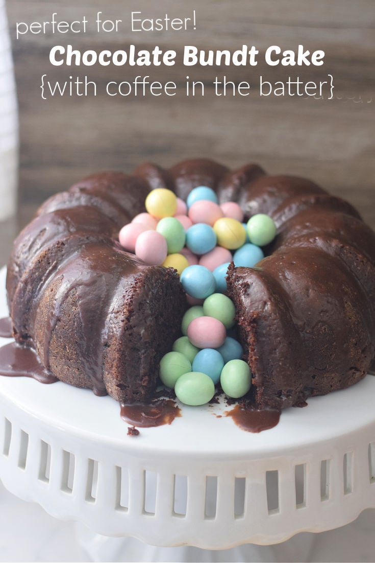 chocolate bundt cake with coffee