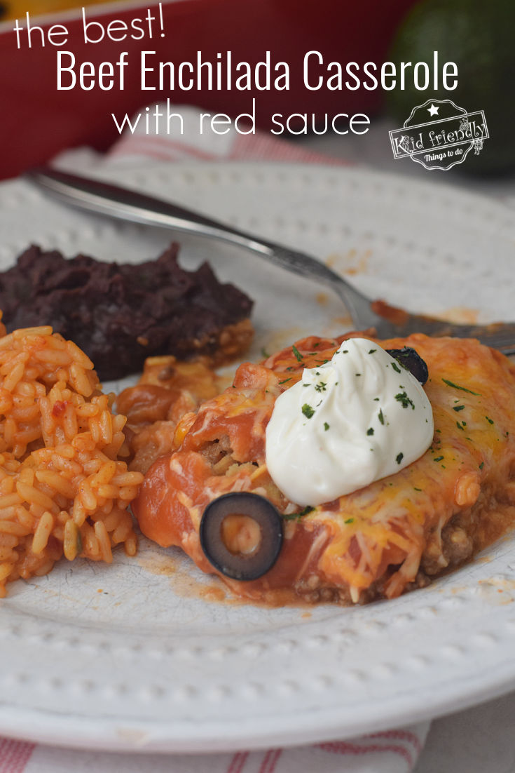 beef enchilada casserole with red sauce 