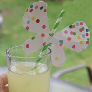 paper butterfly straw craft