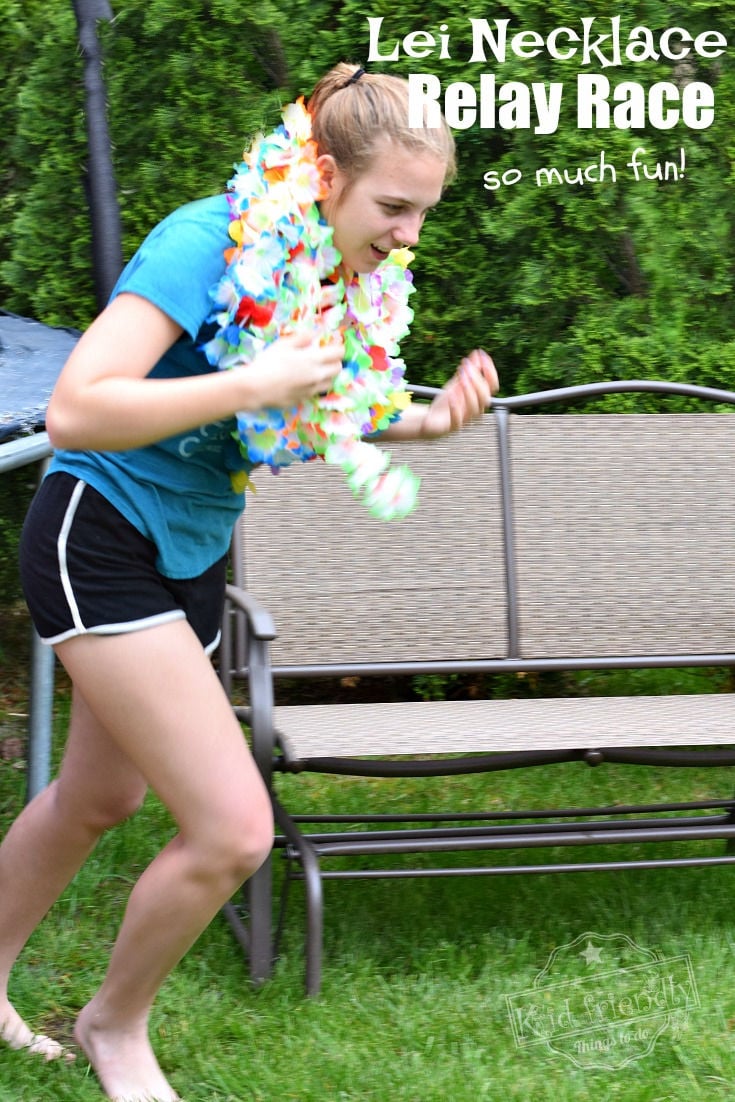 lei necklace relay race for summer game fun 