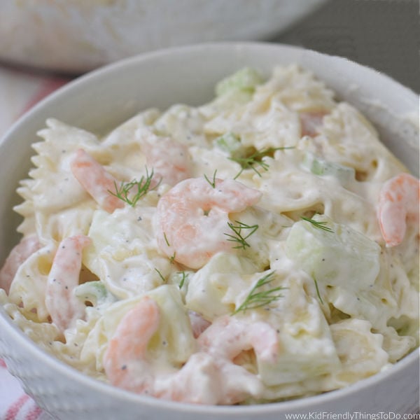 You are currently viewing Cold Shrimp Pasta Salad {The Best!} – Kid Friendly Things To Do