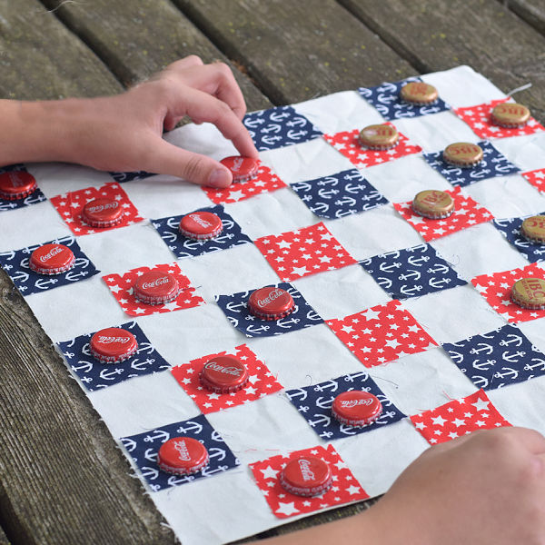 You are currently viewing DIY Fabric Checkerboard {No Sew!}