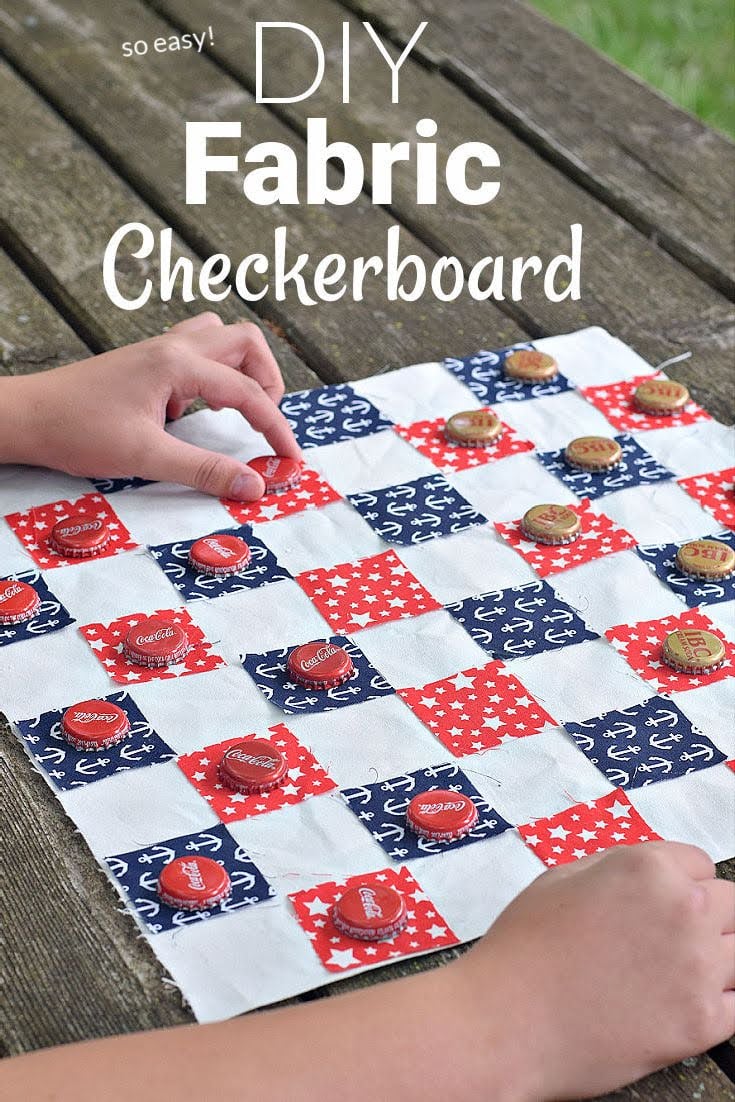 DIY no sew fabric checkerboard