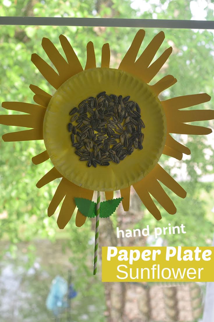 paper plate sunflower hand print craft