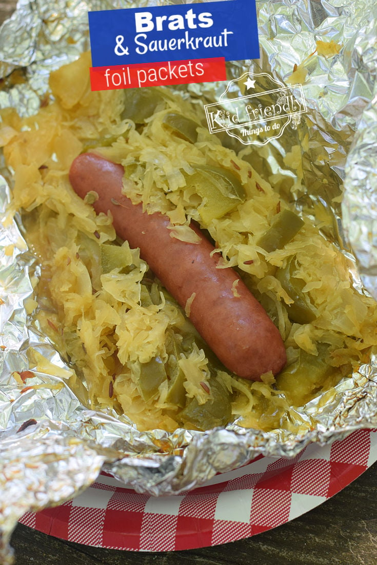 brats and sauerkraut with onion and green pepper 