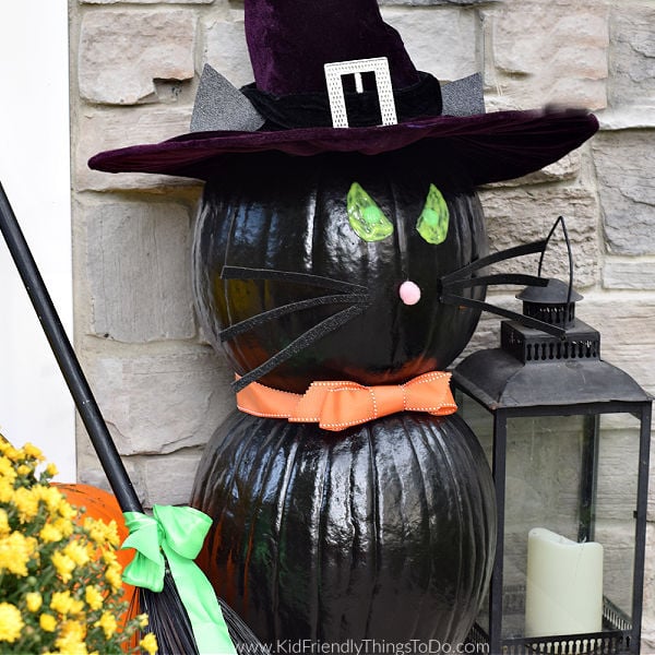 black cat pumpkin for no carve Halloween idea