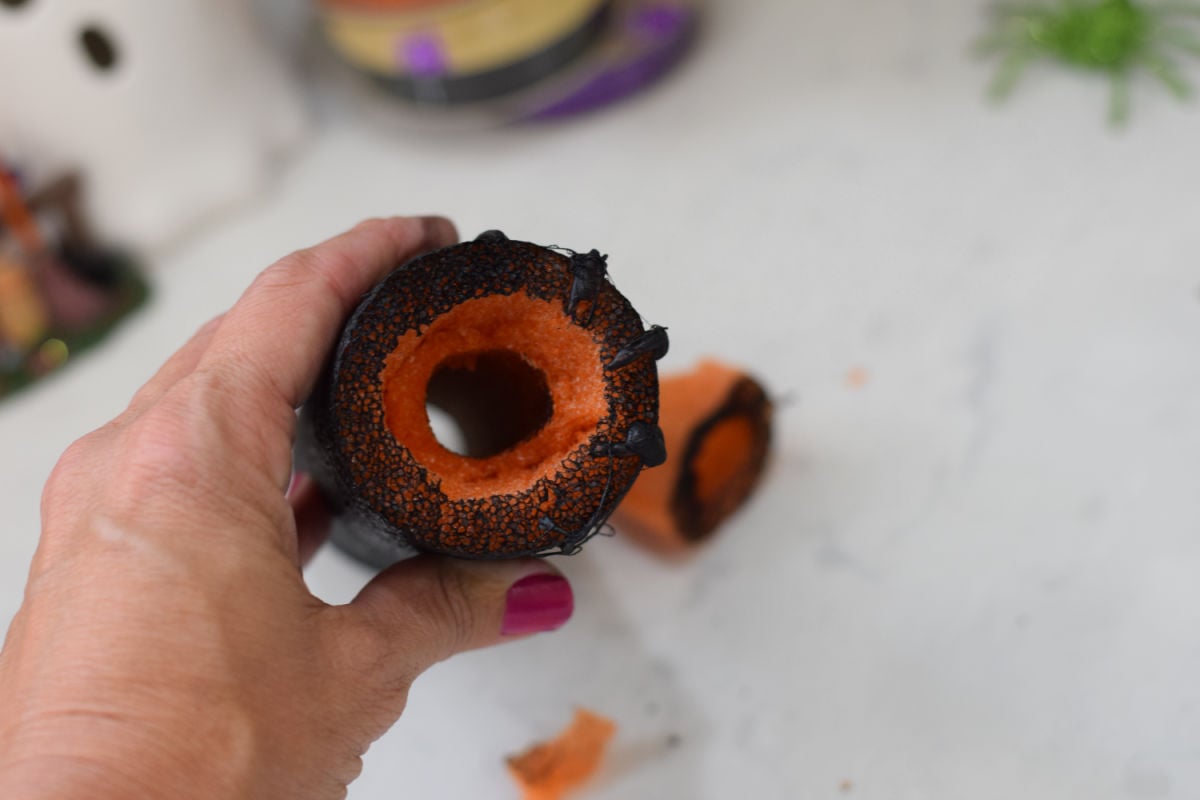 making Halloween pool noodle candles 