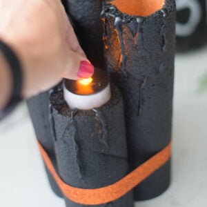 making Halloween pool noodle candles