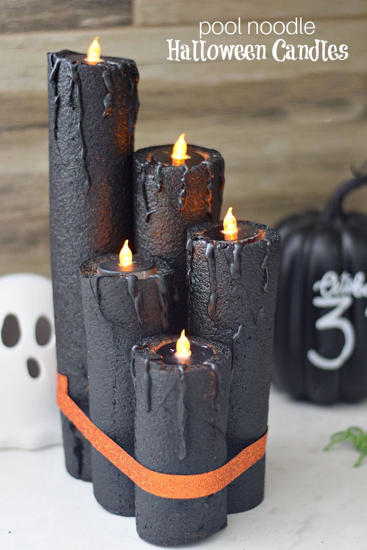 Pool Noodle Halloween Candles Craft So Fun!  Kid Friendly Things To Do