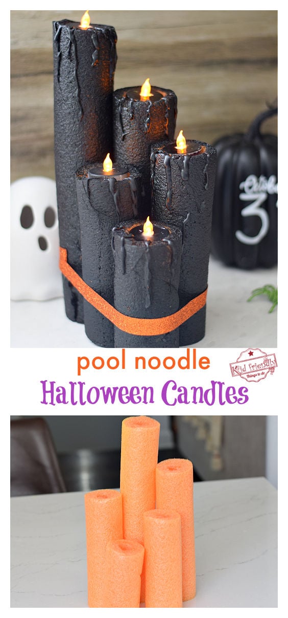 pool noodle Halloween candle craft 