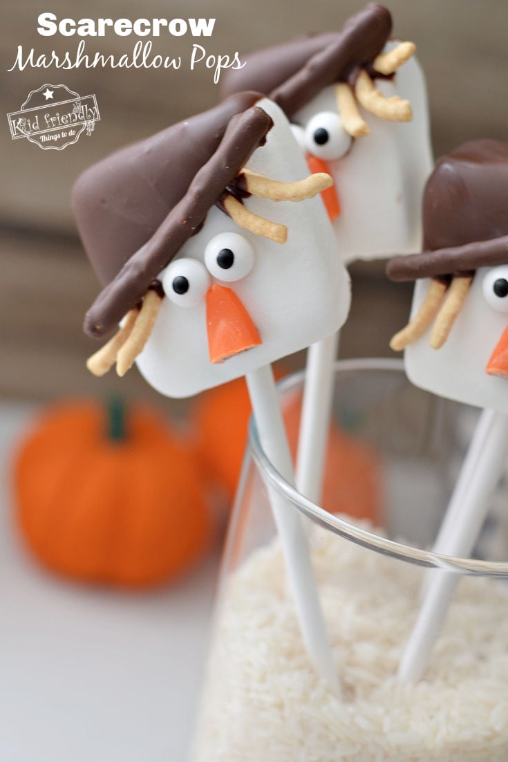 scarecrow marshmallow pops - Thanksgiving treats 