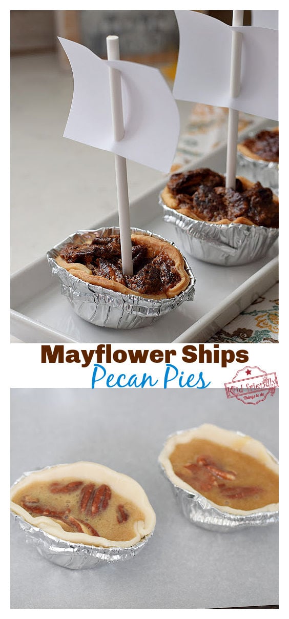 Mayflower Ship Pecan Pies Thanksgiving treat for kids