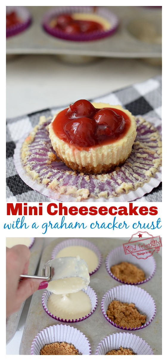 mini cheesecakes with a graham cracker crust