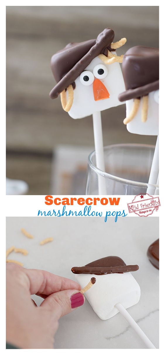 scarecrow marshmallow pops for Thanksgiving treats