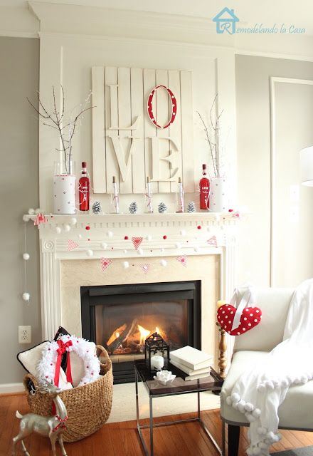winter fireplace mantle idea