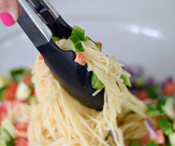 making pasta salad with Italian Dressing 