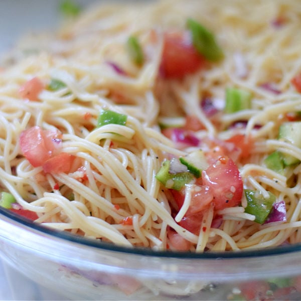 making pasta salad with Italian Dressing 