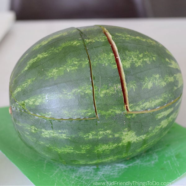 making a watermelon fruit bowl 